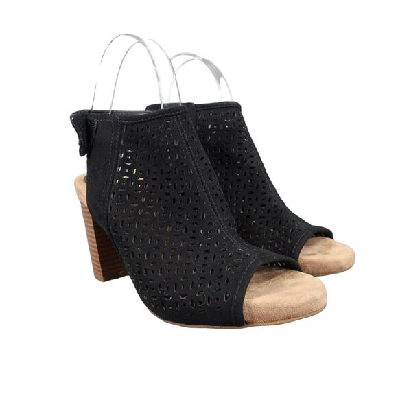 Giani Bernini Shoe Women 6 Bootie Fashion Ankle Strap open Toe Chunky Heel Black - Picture 1 of 13